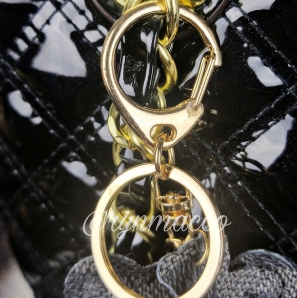 Black Gray Leather Teddy Bear Tassel Keyring - Picture 6 of 8